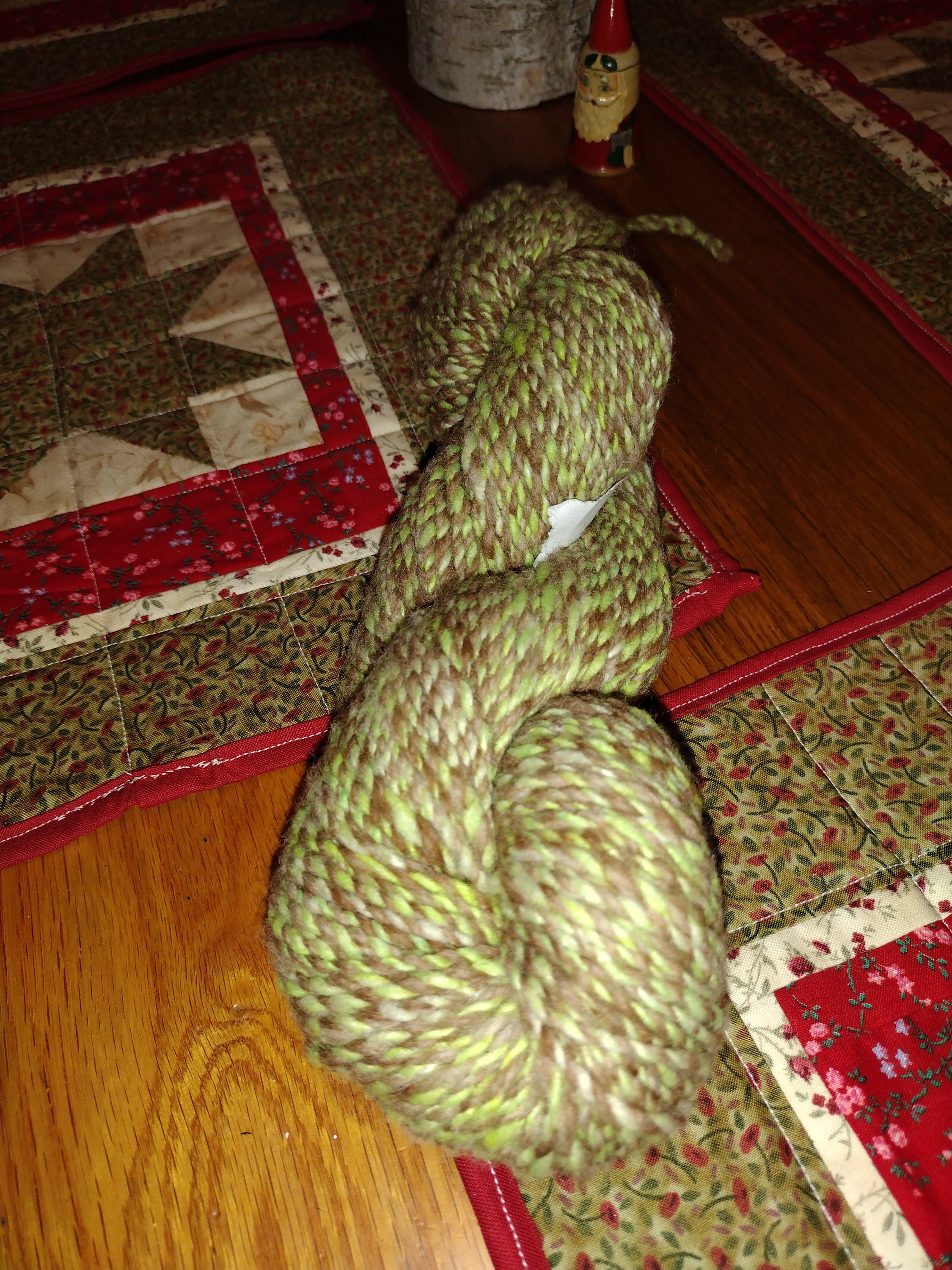 258 yards of yellow and tan handspun wool alpaca yarn