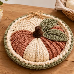 Patrón de tapete de mesa de calabaza a crochet en PDF / Tapete de calabaza texturizado / Decoración de otoño para el hogar / Patrón de crochet para principiantes avanzados