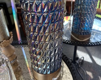 RG- Glass Table Lamps with Diamond Pattern and Gold Base