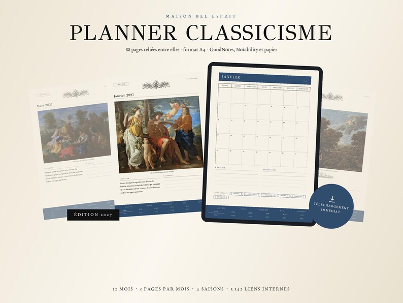 2027 Digital Planner in French, Classicism, Goodnotes iPad and ...