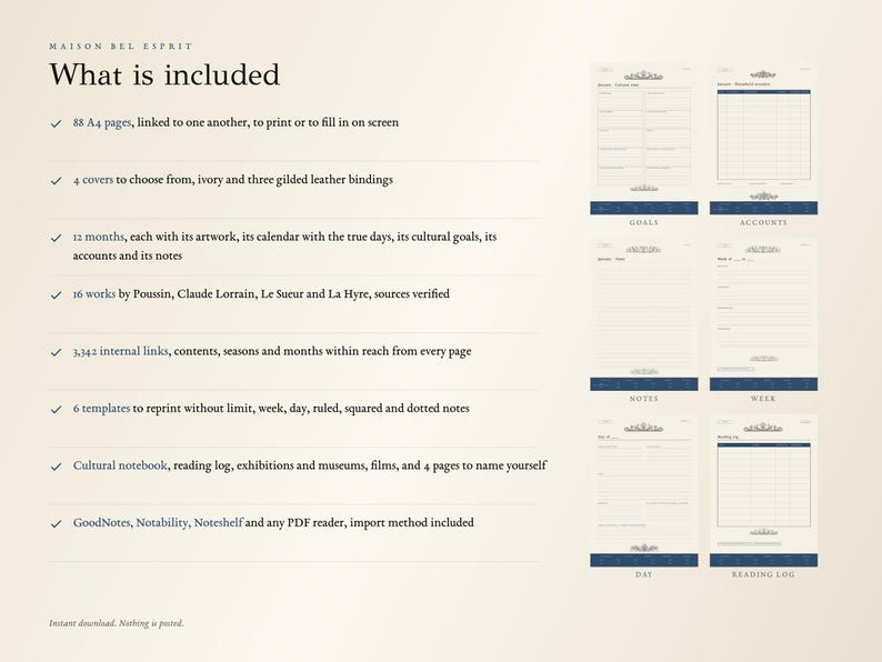 2027 Digital Planner, Classicism, Goodnotes iPad Planner and Printable ...