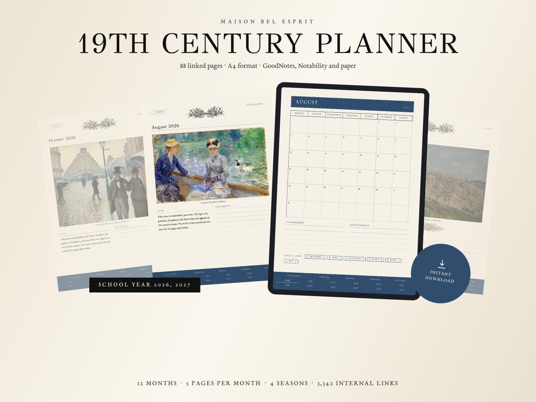 Agenda Scolaire 2026 2027 En Anglais XIXe Si cle Planner tudiant 