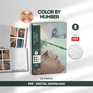 Wizard Color by Number Book | Magical Fantasy Coloring Pages (Digital Download)