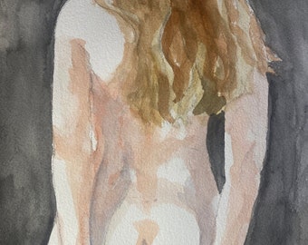 Custom Figure Painting Watercolor, Boudoir Painting, People Portrait, Nude gift for Partner