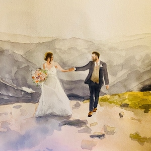 Custom Watercolor Portrait Commission Couple l Family Portrait Watercolor Painting - personalized gift or Wedding Gift