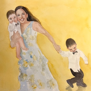 Custom Watercolor Portrait Commission Couple l Family Portrait Watercolor Painting personalized gift or Wedding Gift image 10