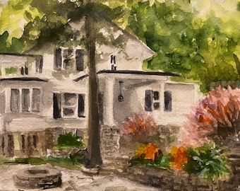 Watercolor home painting, Custom House Portrait, Watercolor art, Watercolor House Portrait, House Moving Gift, House Painting from Photo