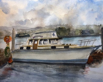 Custom Boat Portrait Watercolor Painting Custom Boat Painting Vessel Portrait  Watercolor Painting