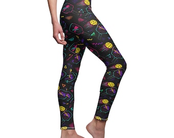 Leggings con estampado neón retro de pickleball de los años 80/90