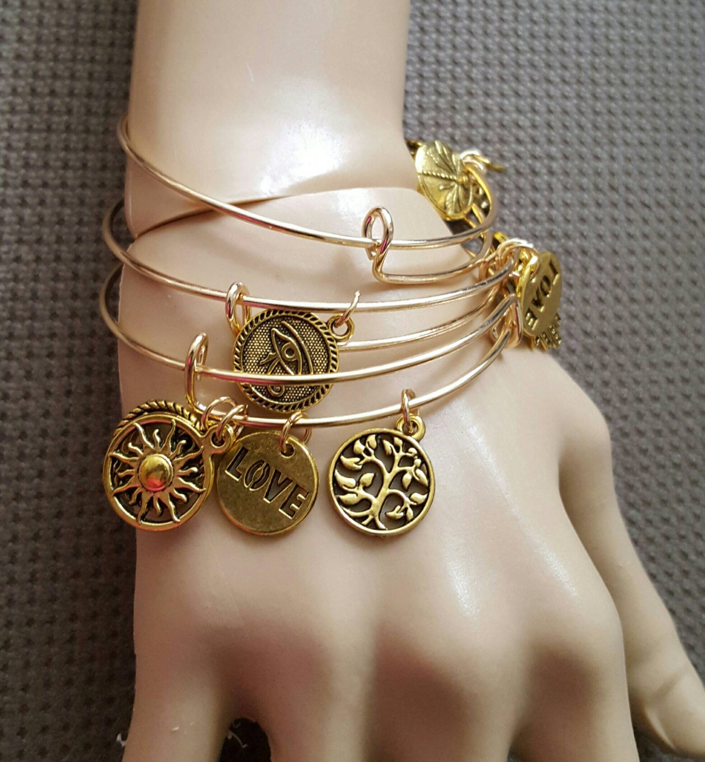 Expandable charm bracelet in silver and gold plated Etsy