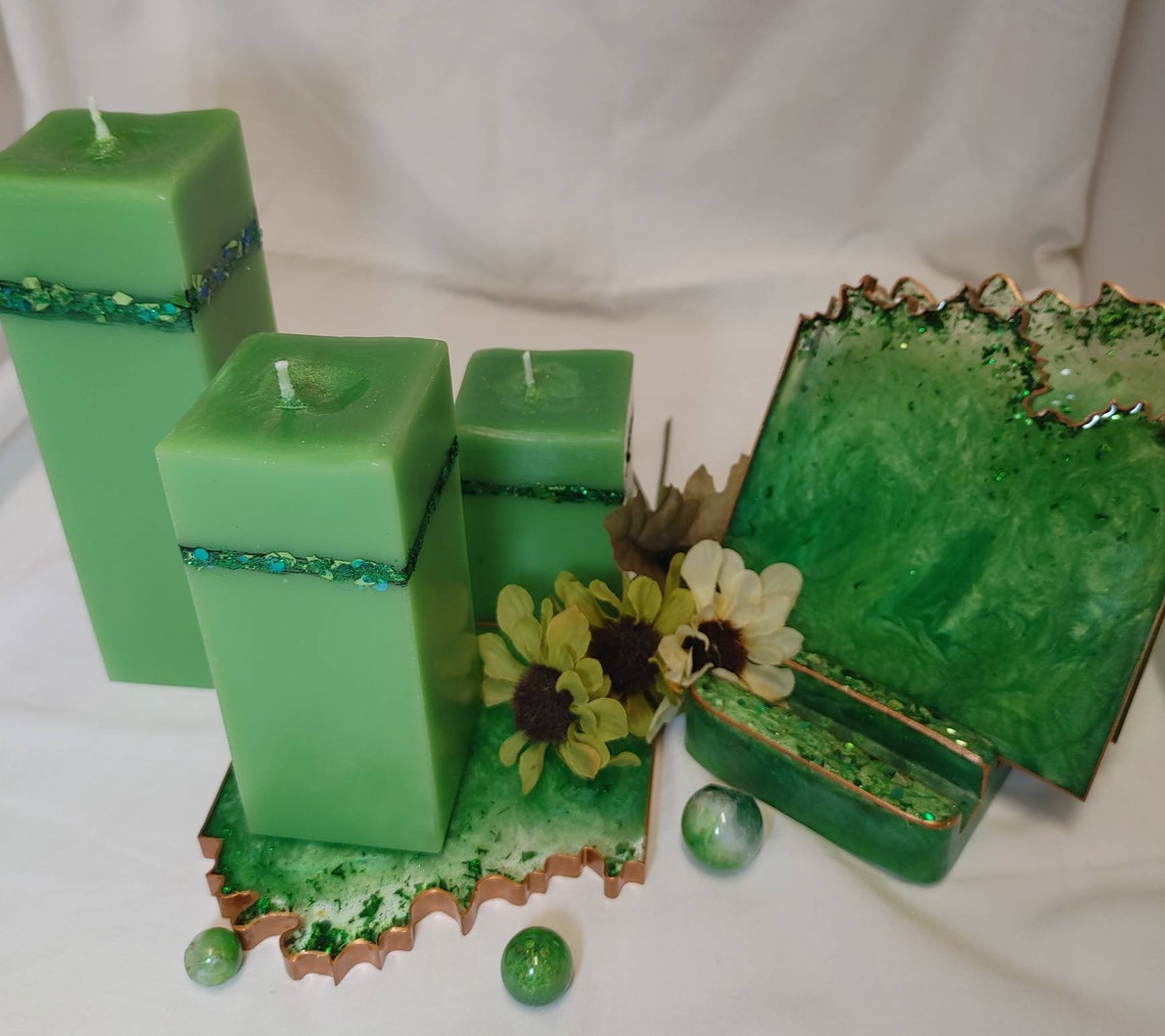 Pillar Candles Sets Square Ylang Ylang Lime Green with Etsy