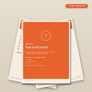 AuDHD Aufgaben- und Fokus-Kit | Verlinkte, undatierte Aufgabenübersicht, Aufgabenplan und Brainstorming zum Ausdrucken | PDF-Sofort-Download
