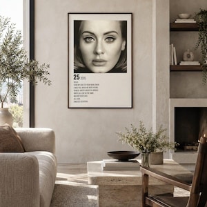 Adele 25 Poster Pop Soul Ballad Tracklist Album Art Print Music Poster Wall Art Decor Minimalist Gift For Music Lover Bedroom Dorm Decor