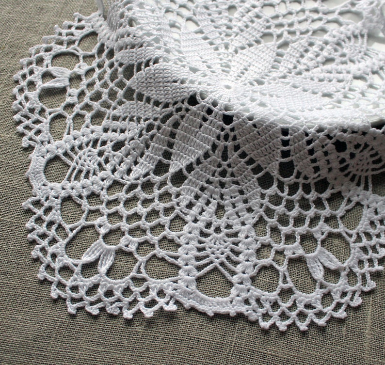 White Cotton Lace Doily Crochet Table Placemat Centerpiece Etsy