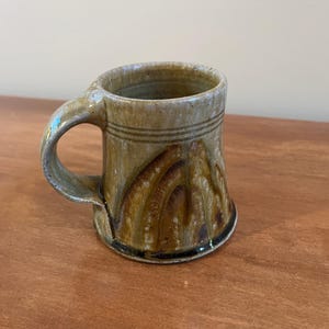 1983 Mark Hewitt Signed Wood Fired Stoneware Mug, Early WMH 83 Pittsboro NC Studio Pottery, Alkaline Ash Glaze Coffee Cup, Folk Pottery