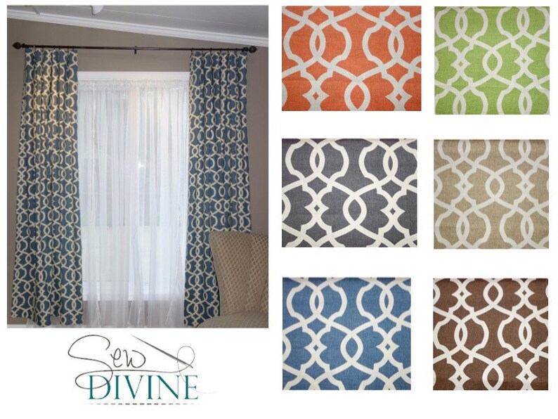Emory Curtain Panels Two Panels Orange Green Gray Etsy