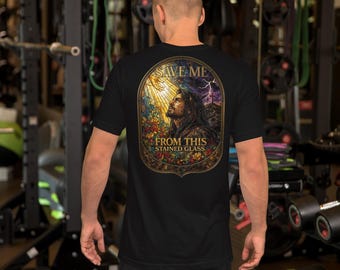 Save Me From This Stained Glass Shirt | Faith-Inspired Christian Wearable Art