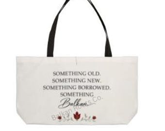 Balkan Wedding Weekender Tote | Bruidscitaat, Bloemenmotief (Gesponnen polyester)