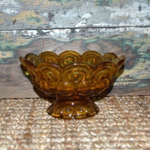 LE Smith Moon & Stars Amber Compote Vintage Amber Glass