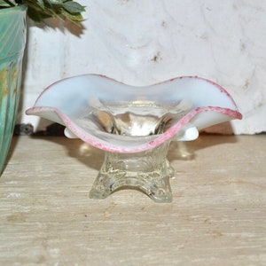 Northwood  Works Pink Crimped Dish Compote National Glass