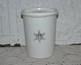 Tupperware White Snowflake Canister Holiday Kitchen Decor