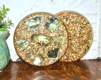 Vintage Küche Lucite Abalone Muschel Untersetzer Kochplatte MCM