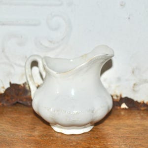 White Ironstone Creamer Pitcher Small Crazed Stained