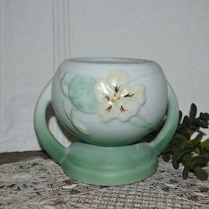 Weller Panella Pansy Vase Planter Green Matte Pottery