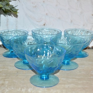 Seneca Driftwood Delphine Sherbet Set of 6 Blue Glasses Retro