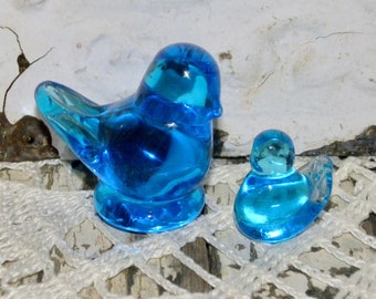 Ron Ray Art Glass Blue Bird Sunny Day Birds Set of 2 Cobalt Birds