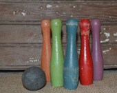 Miniature Wooden Bowing Game Farmhouse Decor Bowling Pin