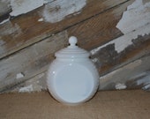 White Grease Jar Container Fire King Vitrock Milk Glass
