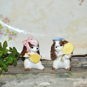 Vintage Dog Puppy Salt and Pepper Shakers Ping Pong