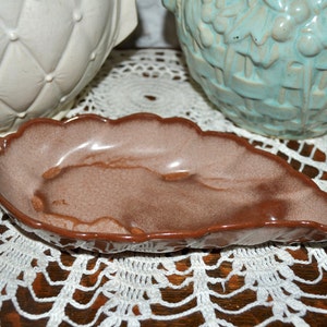 Frankoma Leaf Dish Trinket Dish Brown