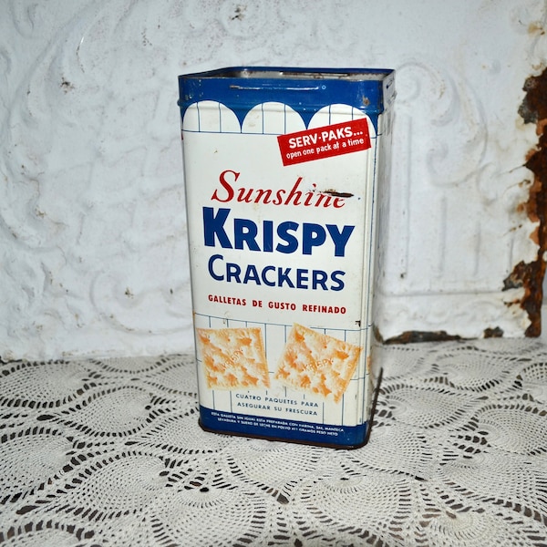 Vintage Sunshine Cracker Tin Blue Kitchen Vintage Advertising