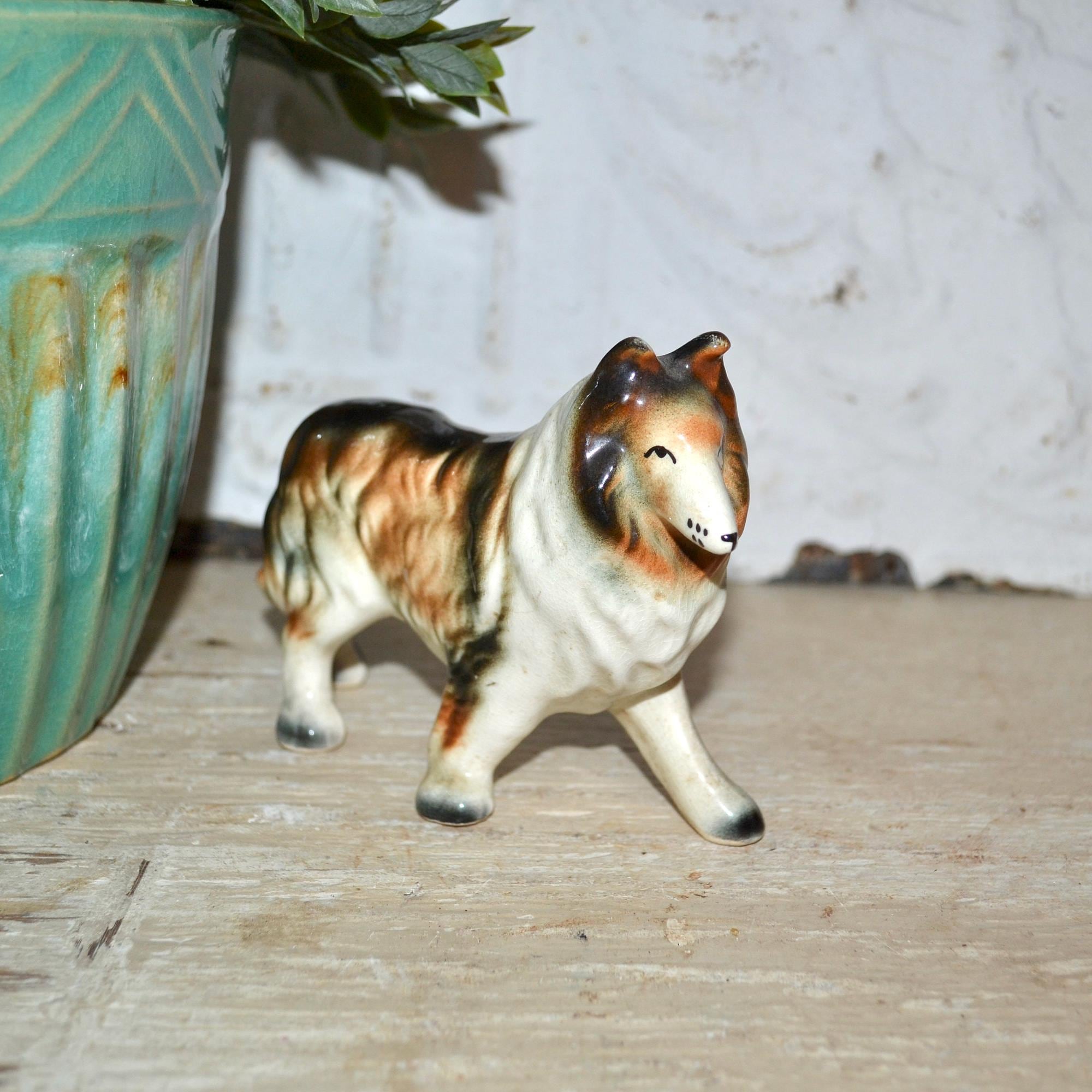 【美品】犬の置物　陶器製 コリー ヴィンテージ コリーの置物 陶器製犬の像 - Etsy 日本