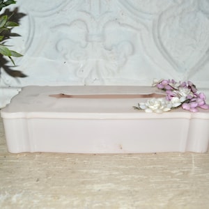 Pink Tissue Box Cover Holder Purple White Flower Bathroom Decor