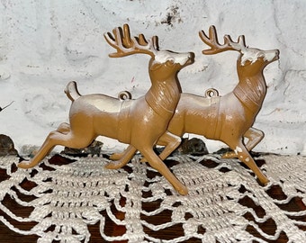 Vintage Christmas Reindeer Set of 2 Plastic Deer Christmas Decoration