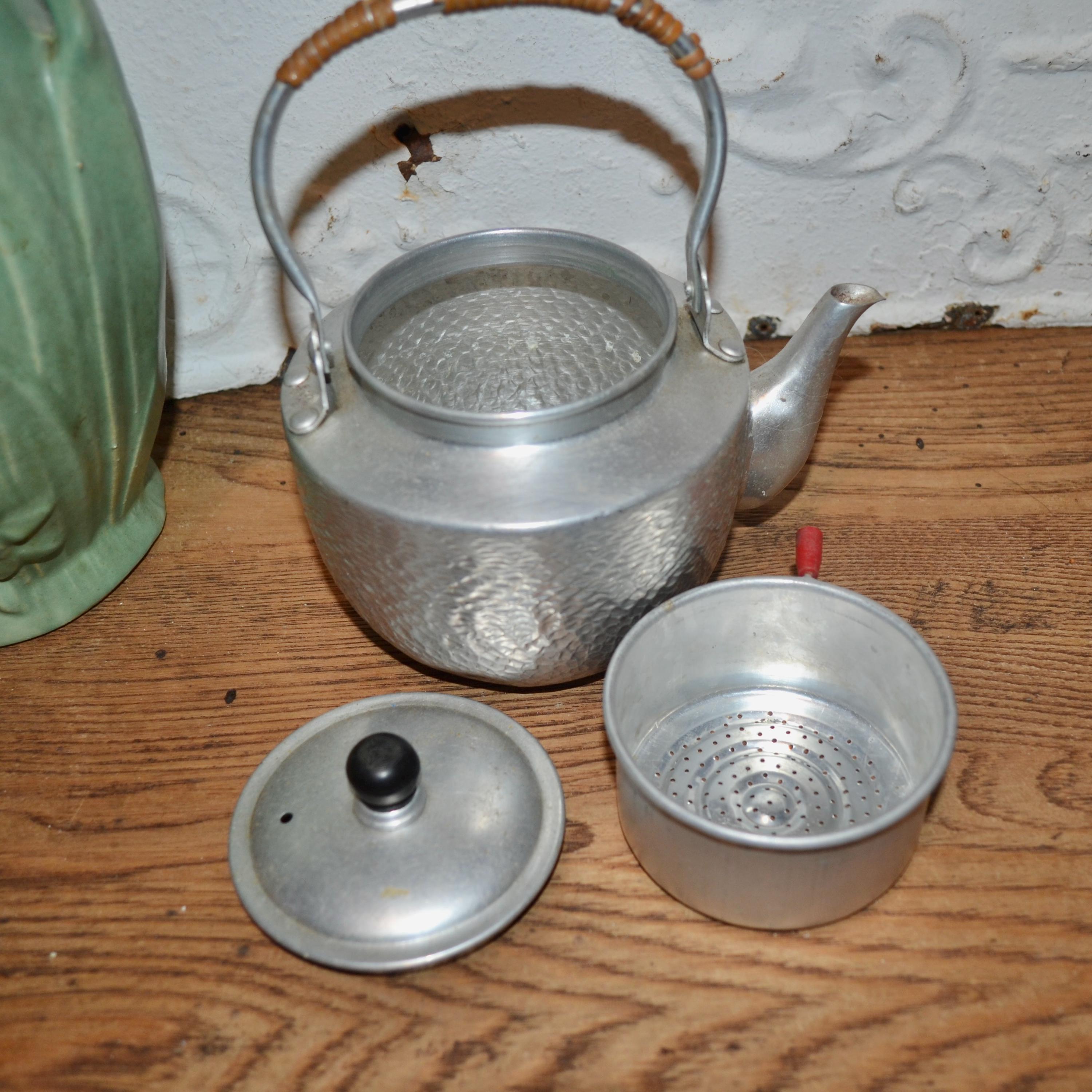 Grease Teapot Canister Aluminum Single Serve Kettle Vintage