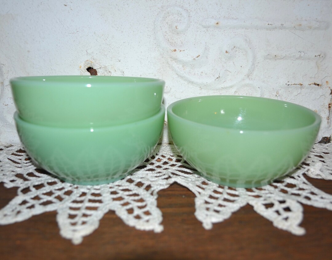 Fire King Jadeite Bowl Set of 3 Jadeite Bowl Cereal Chili Bowl Vintage