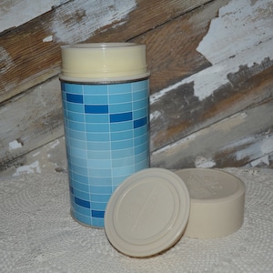 King Seely Blue Plaid Thermos Metal Vintage Camping