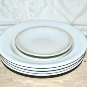 J&G Meanin White Ironstone Plates Set of 5 Crazed Stained White Farmhouse