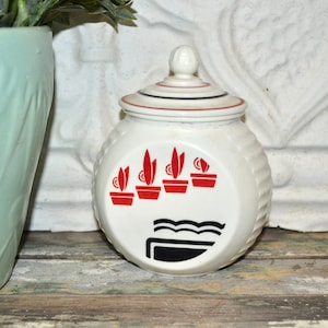 Fire King Vitrock Potted Plant Grease Jar Milk Glass