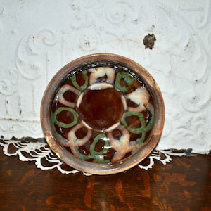 Dryden Ozark Frontier Pottery Bowl Swirl Loop Design SIGNED Arkansas Pottery