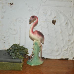 Pink Flamingo Figurine Mid Century Flamingo Decor Bird Statue