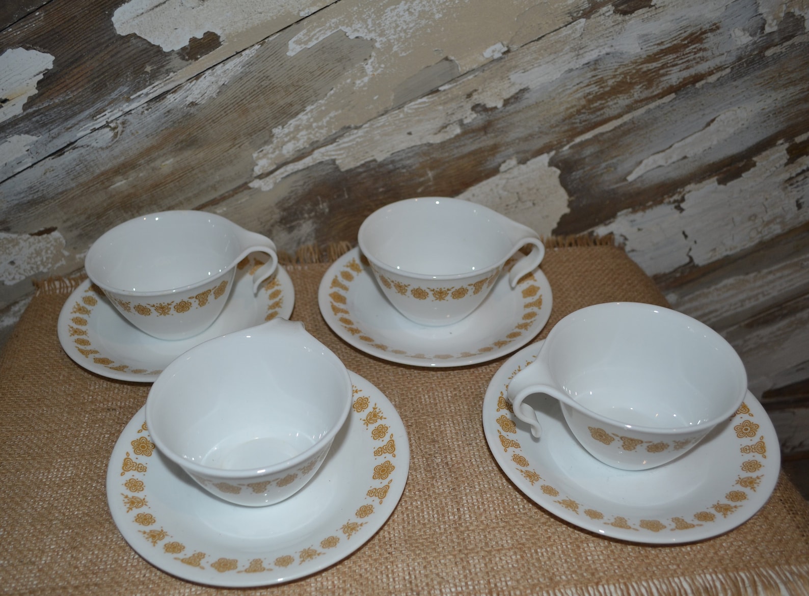 Butterfly Gold Corelle Cup Saucer Set of 4 Flower Butterfly Etsy