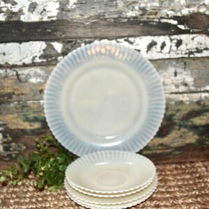 Macbeth Evans Monax Cremax White Petalware Plate Set of 6 Depression Glass