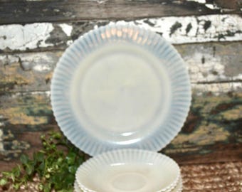 Macbeth Evans Monax Cremax White Petalware Plate Set of 6 Depression Glass