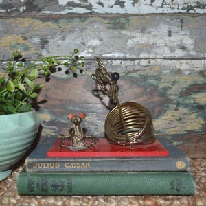 Cat & Mouse Letter Holder Clip Set Desk Vintage Office