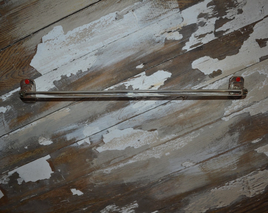 Vintage Towel Bar Clear Glass Towel Bar Restoration Vintage Etsy